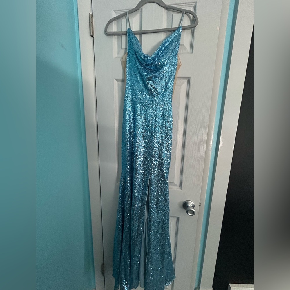 Sparkling Blue Sequin Jumpsuit